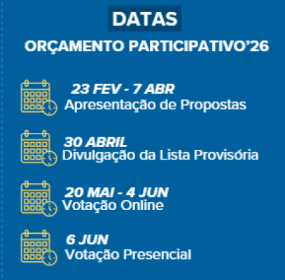 Calend&aacute;rio do Or&ccedil;amento Participativo 2026 (atualiza&ccedil;&atilde;o)